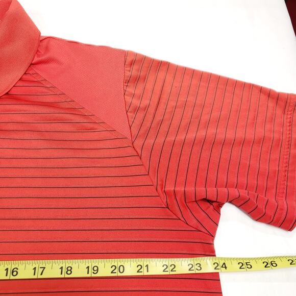 Adidas Clima Cool Striped Polo Shirt Orange And Black Size Large Short Sleeve - Picture 9 of 11